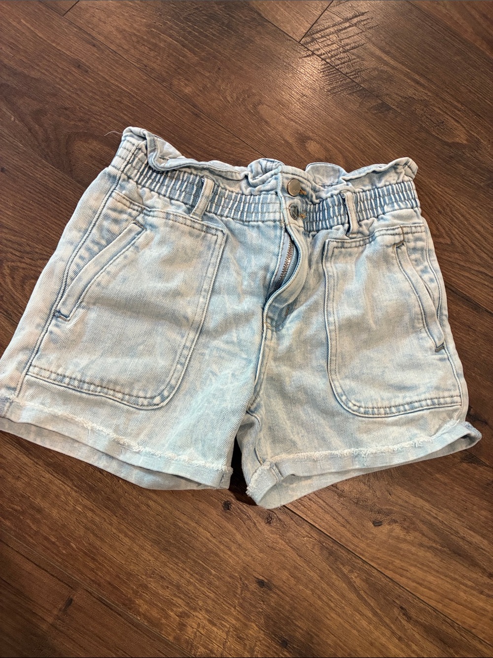 Girl’s Tractr Light Blue Paperbag Waist Denim Shorts